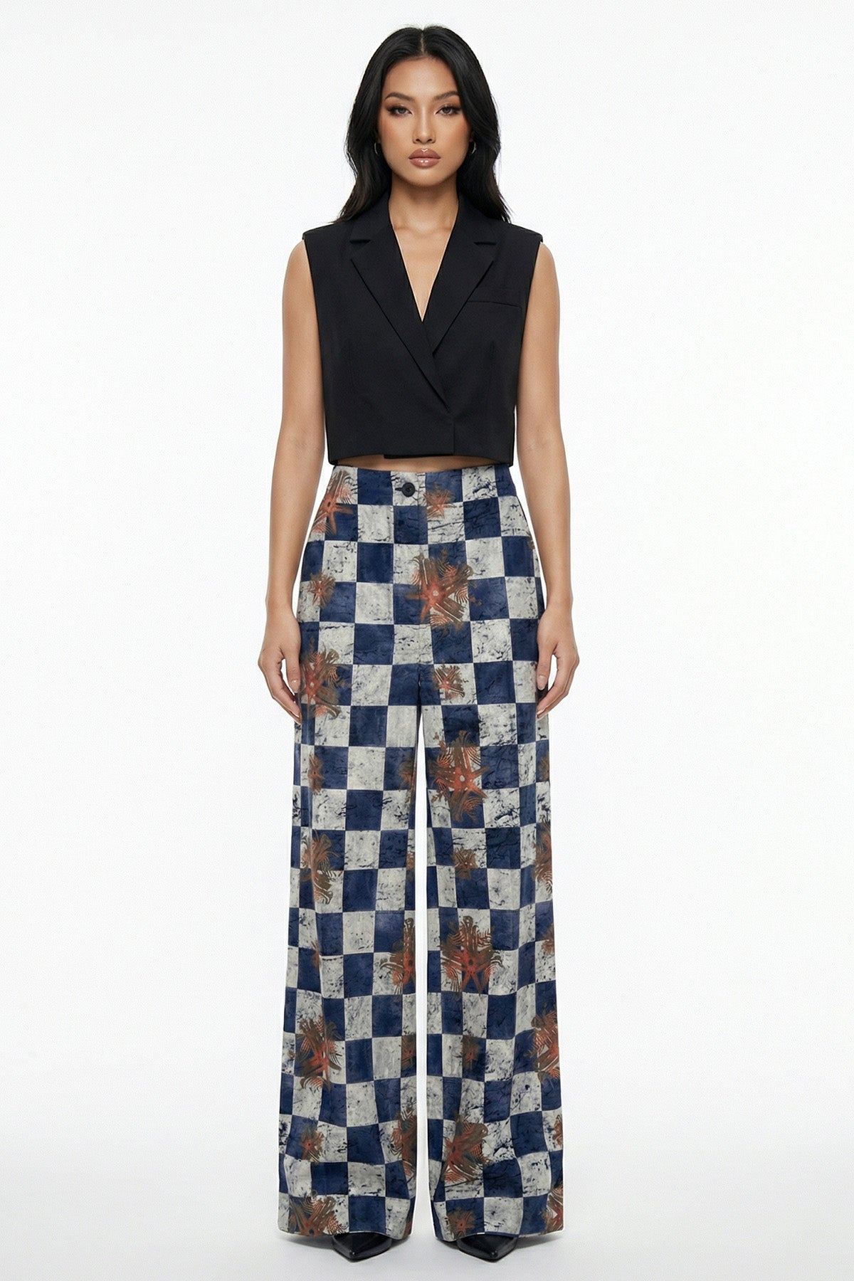 Buy Blue Satin Wide Trouser Pant for women by Tezhhomayaa online available at scrollnshops