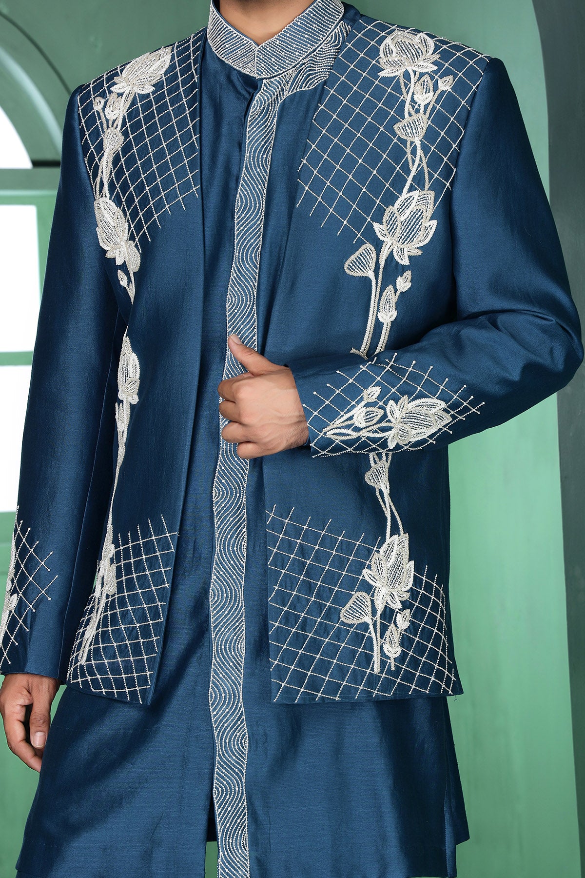 Blue Sequins Kurta And Pants