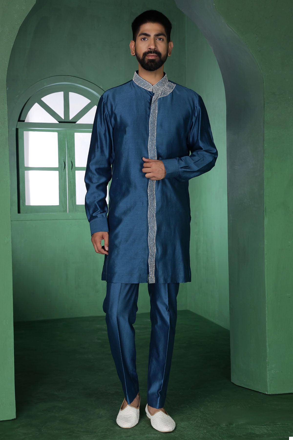 Blue Sequins Kurta And Pants