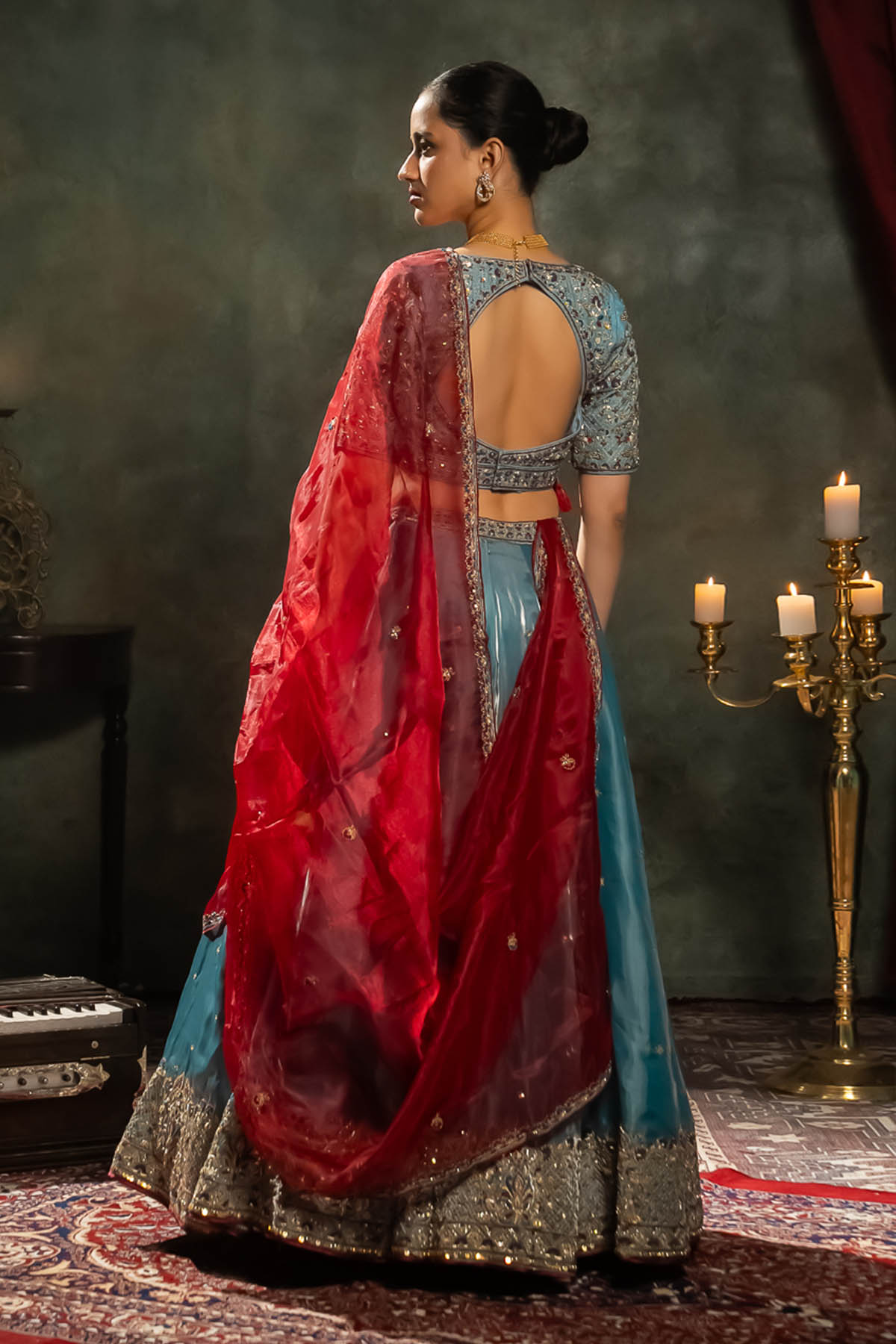 Blue Sequins Work Lehenga Set