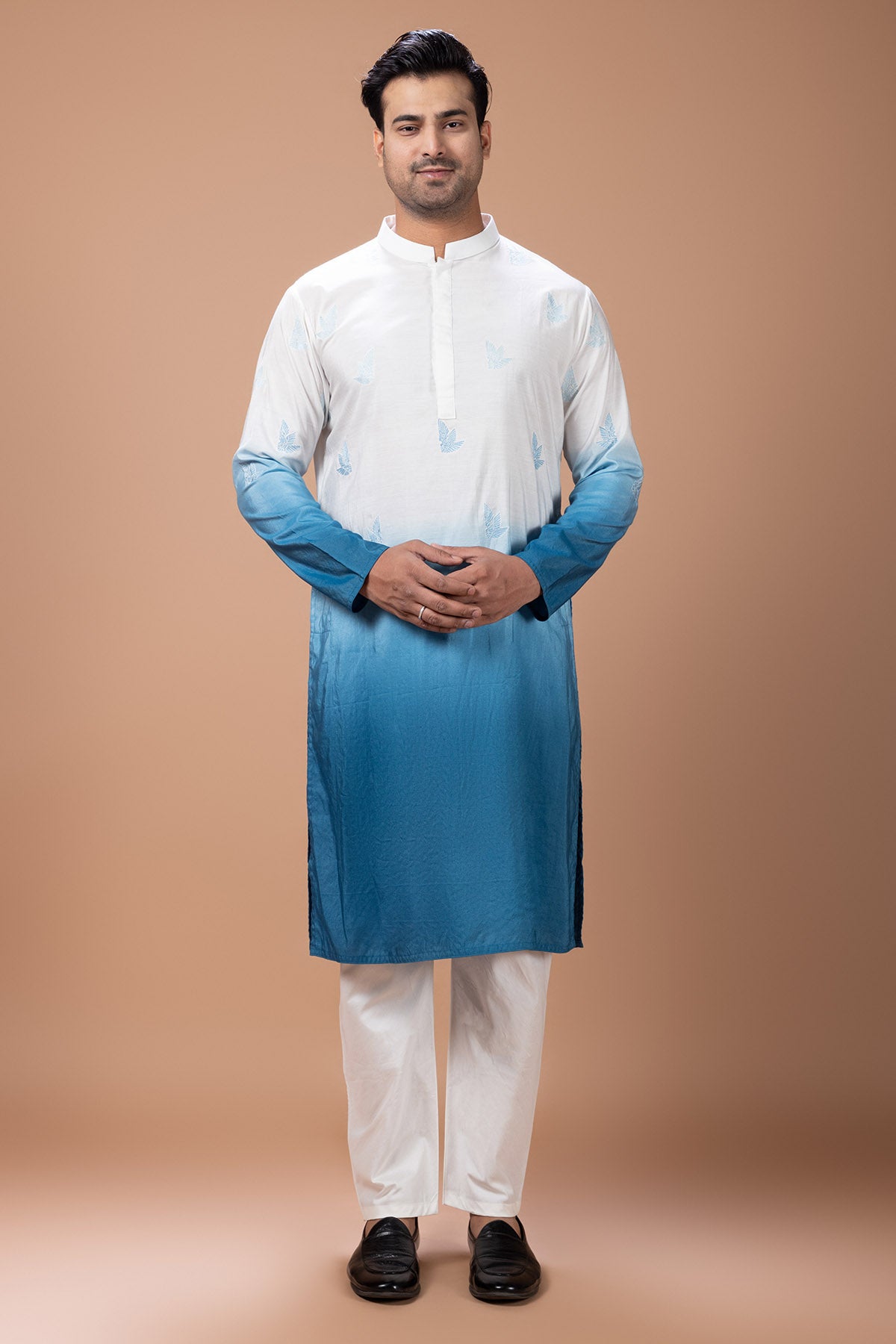 Blue Shade Embroidery Kurta Set