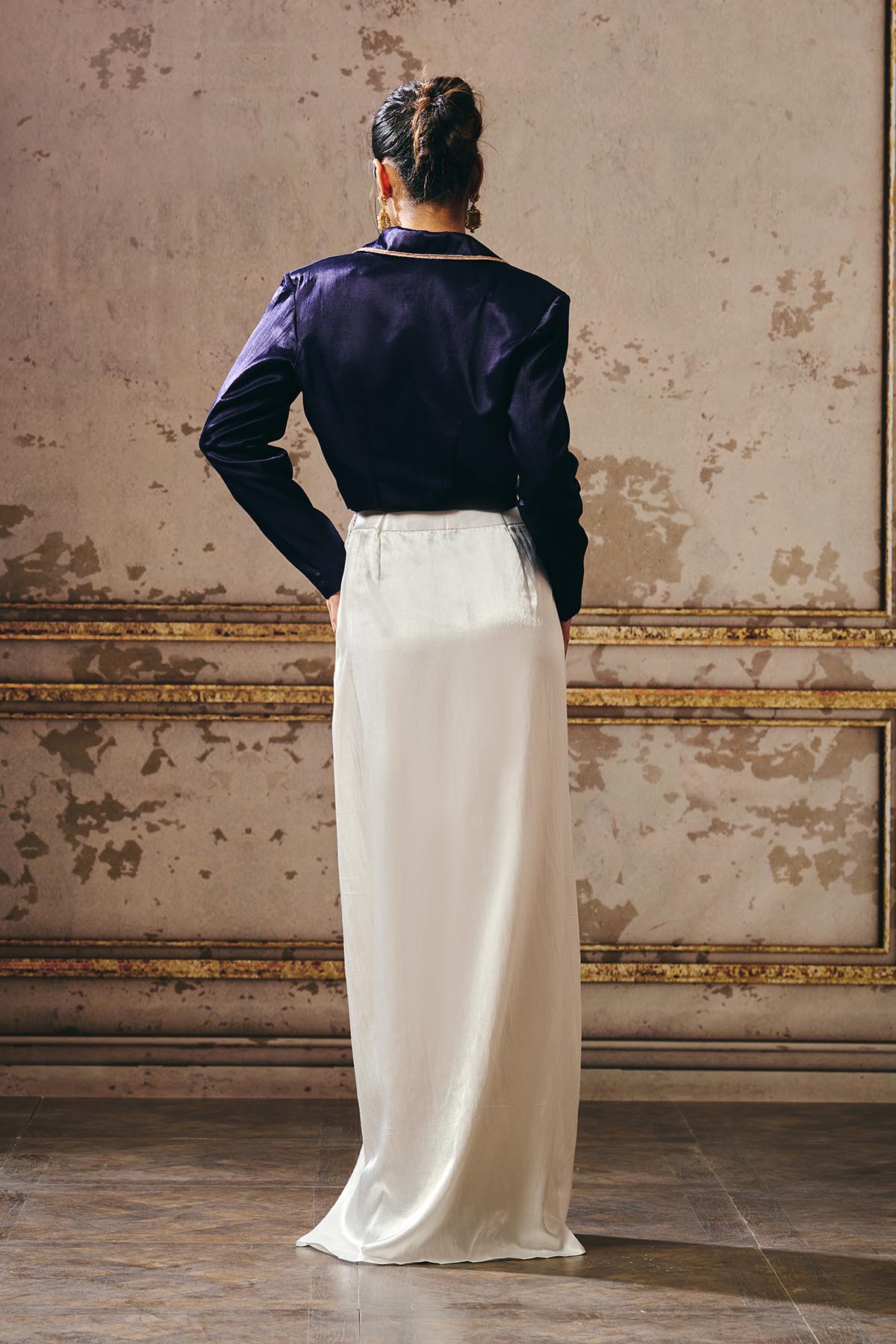 Blue Short Blazer & White Skirt