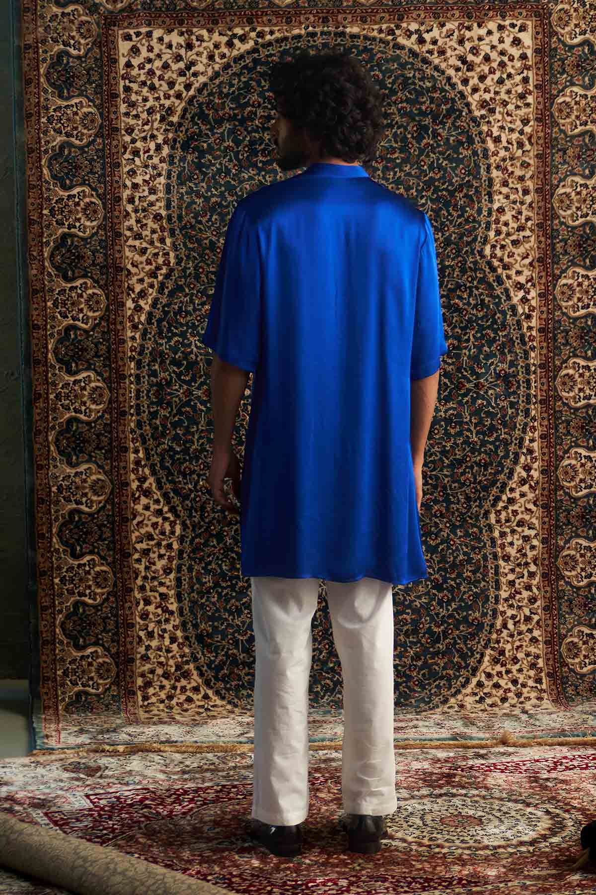 Blue Short Sleeves Kurta Set