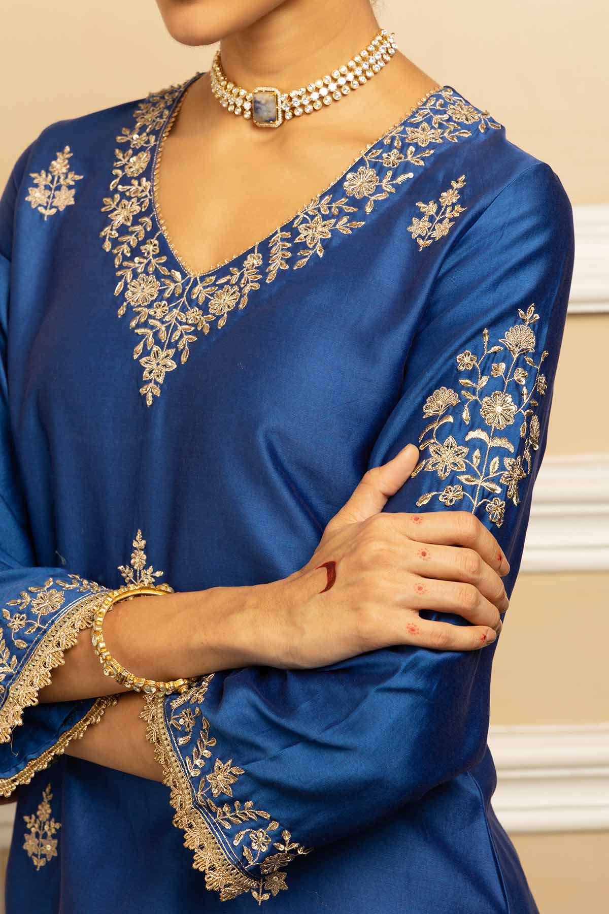 Blue Silk Chanderi Salwar Set