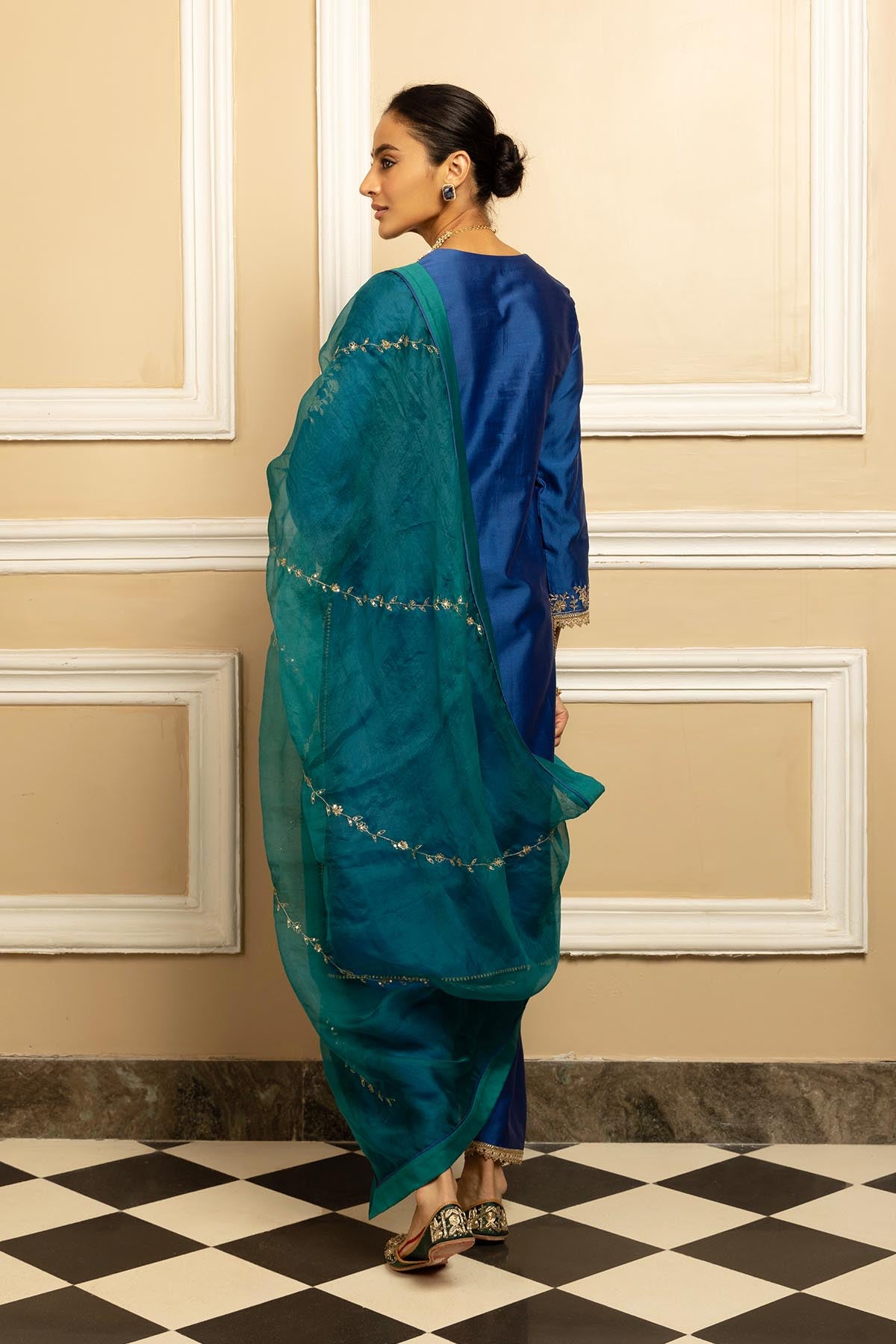 Blue Silk Chanderi Salwar Set