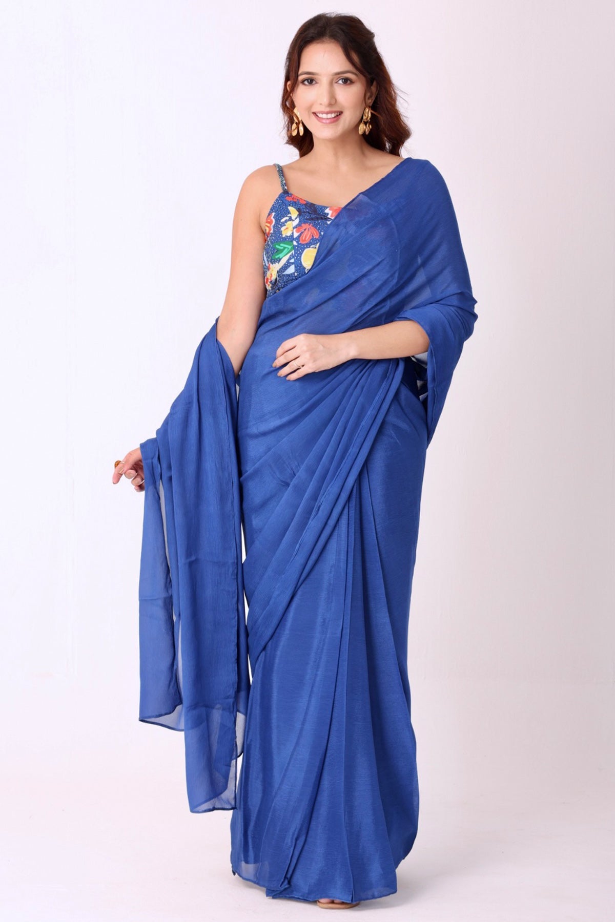 Buy Blue Silk & Chinnon Saree Set for women by Namita Sharma Designer online available at scrollnshops