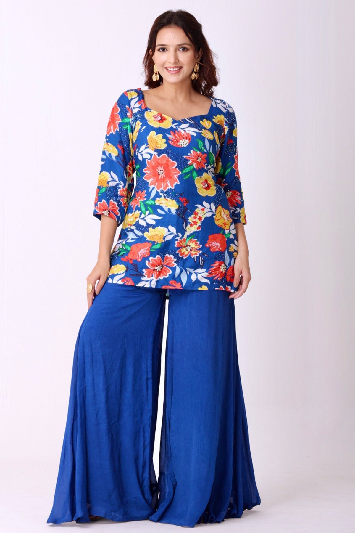 Buy Blue Silk Embroidered Kurta Set for women by Namita Sharma Designer online available at scrollnshops