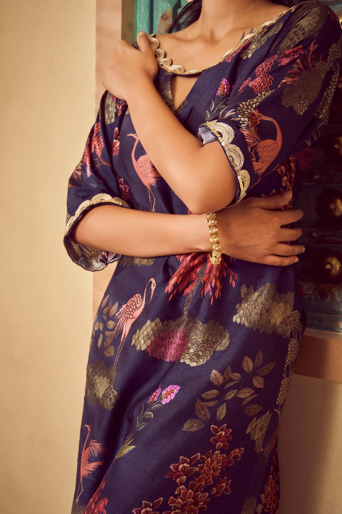 Blue Silk Printed Kurta Set