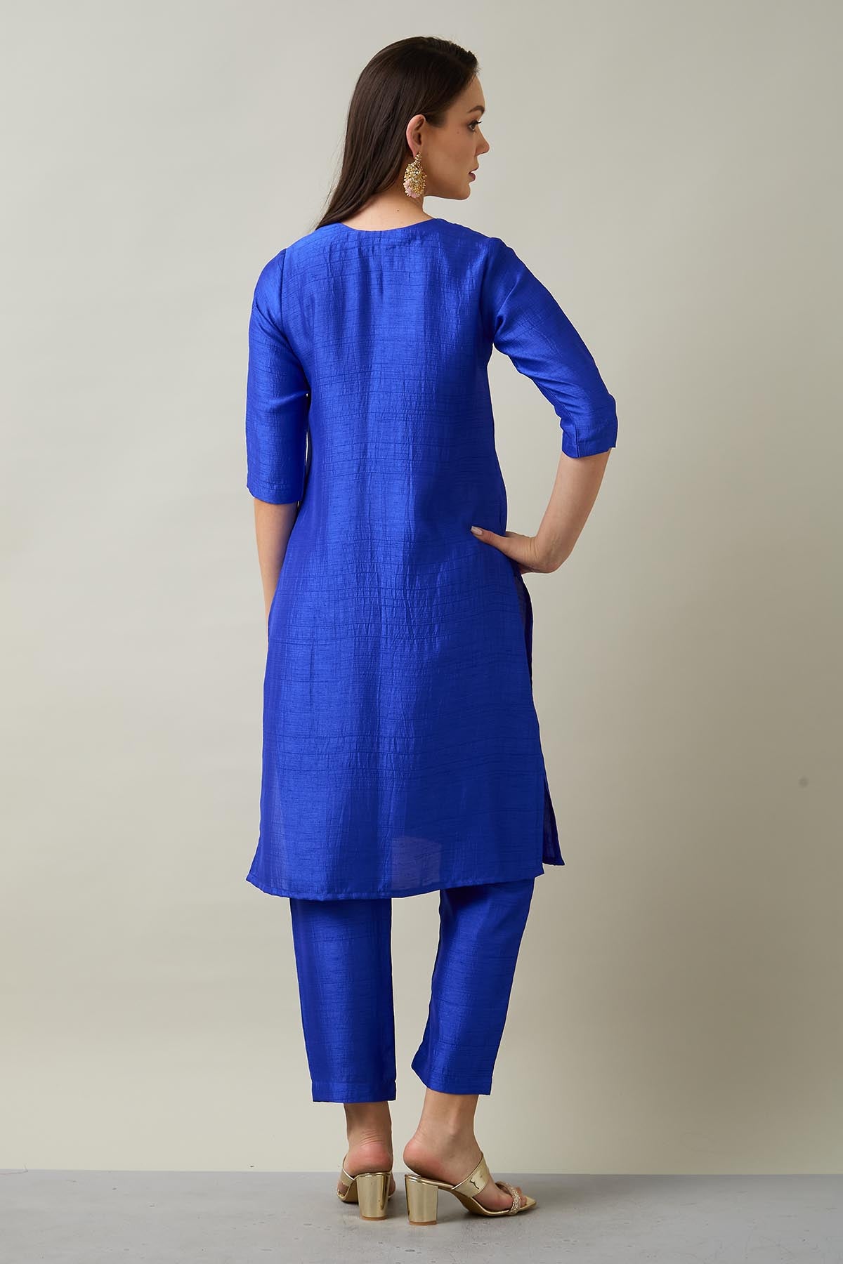 Blue Silk Straight Kurta Set