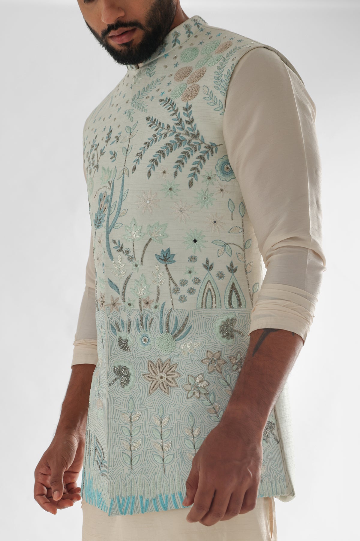 Blue Silver Sequins Kurta Set