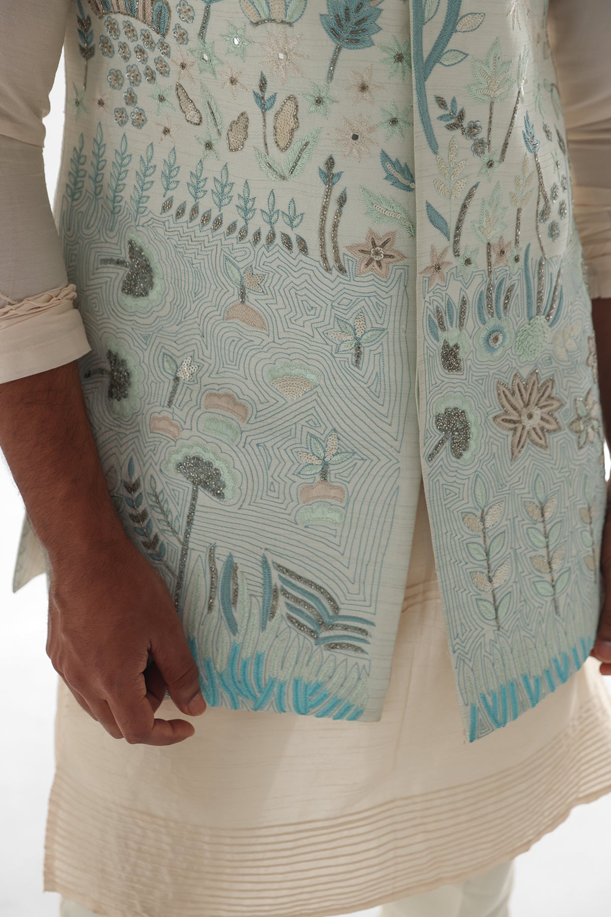 Blue Silver Sequins Kurta Set
