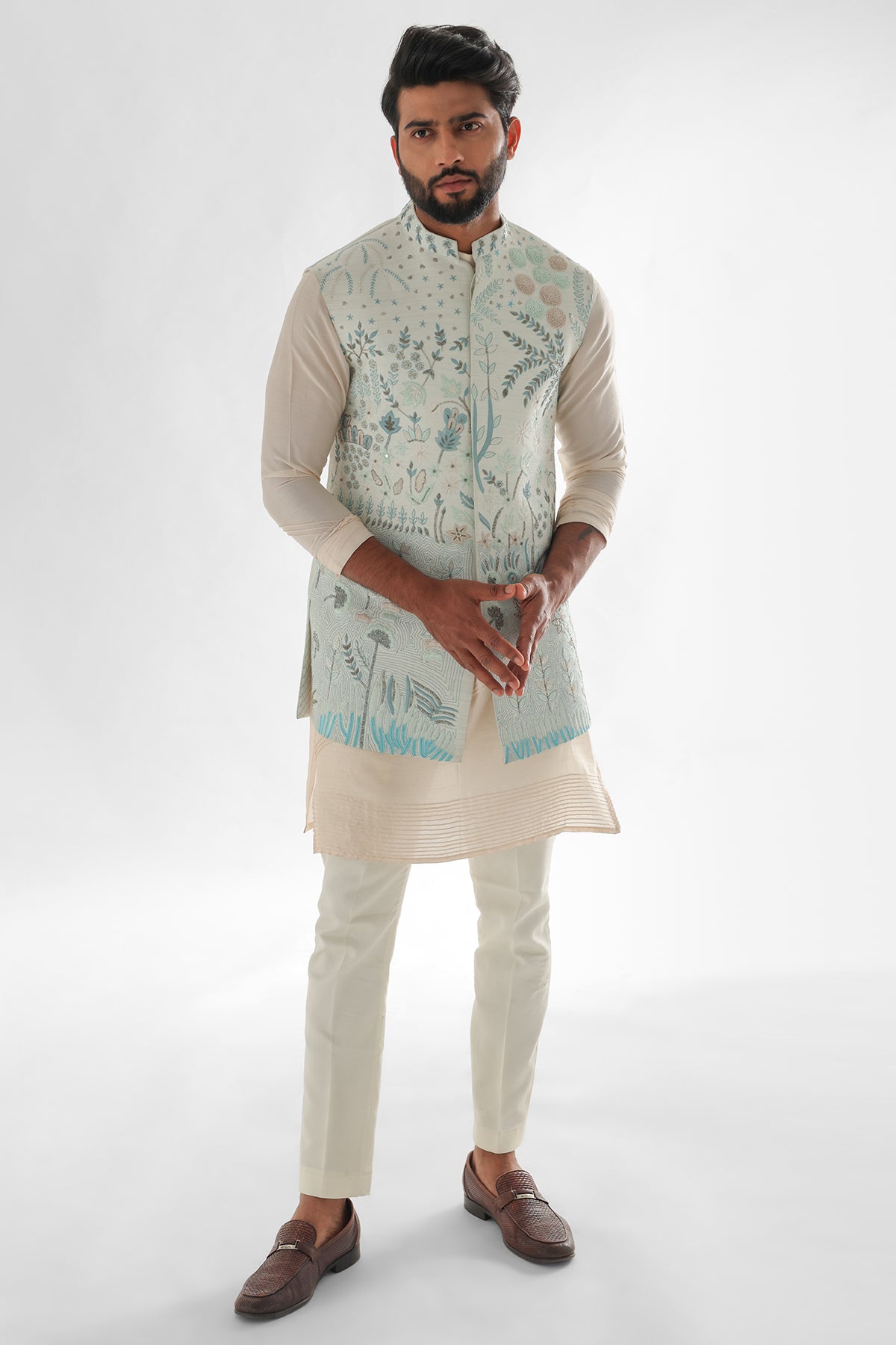 Blue Silver Sequins Kurta Set