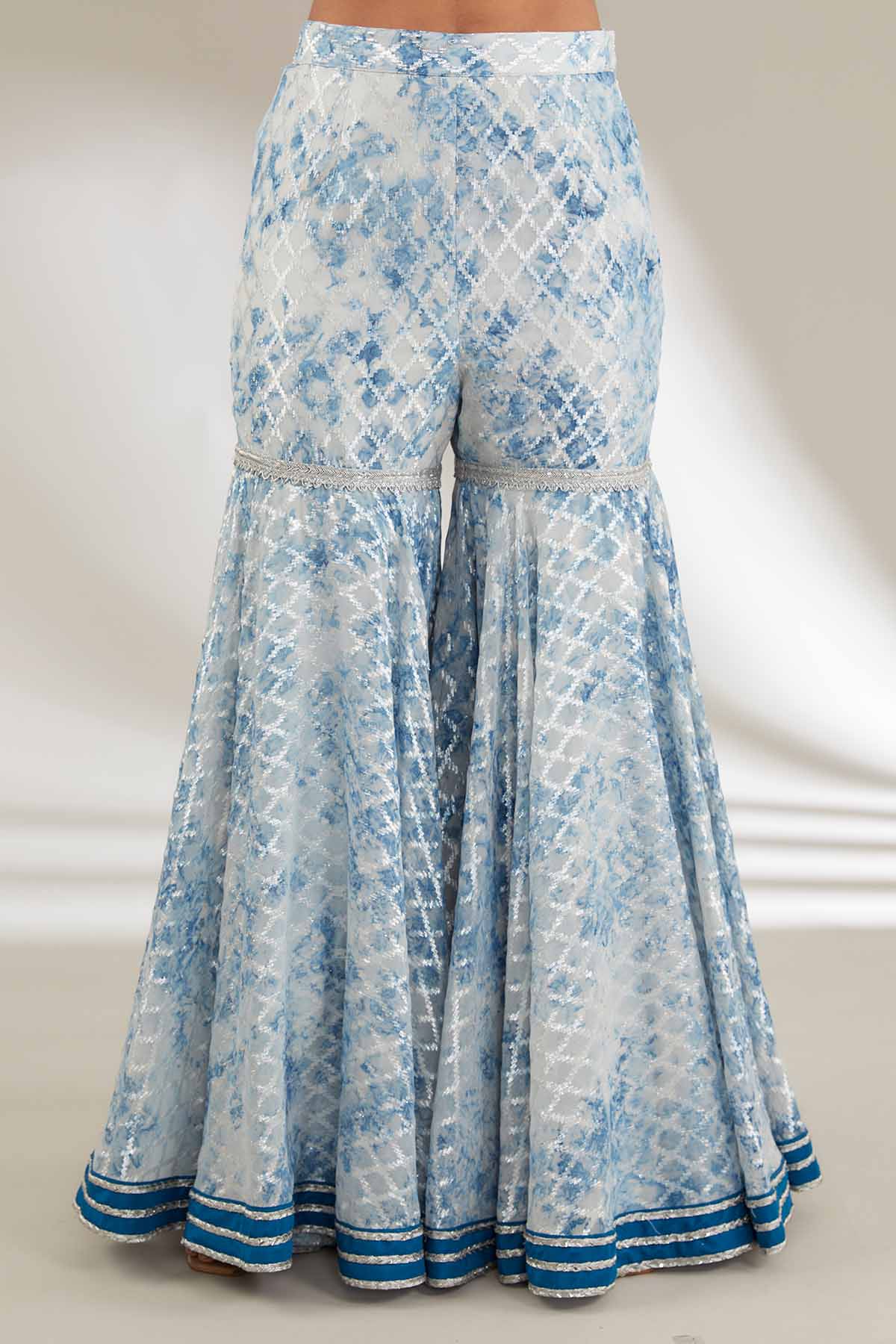 Blue Sleeveless Peplum Kurta Set