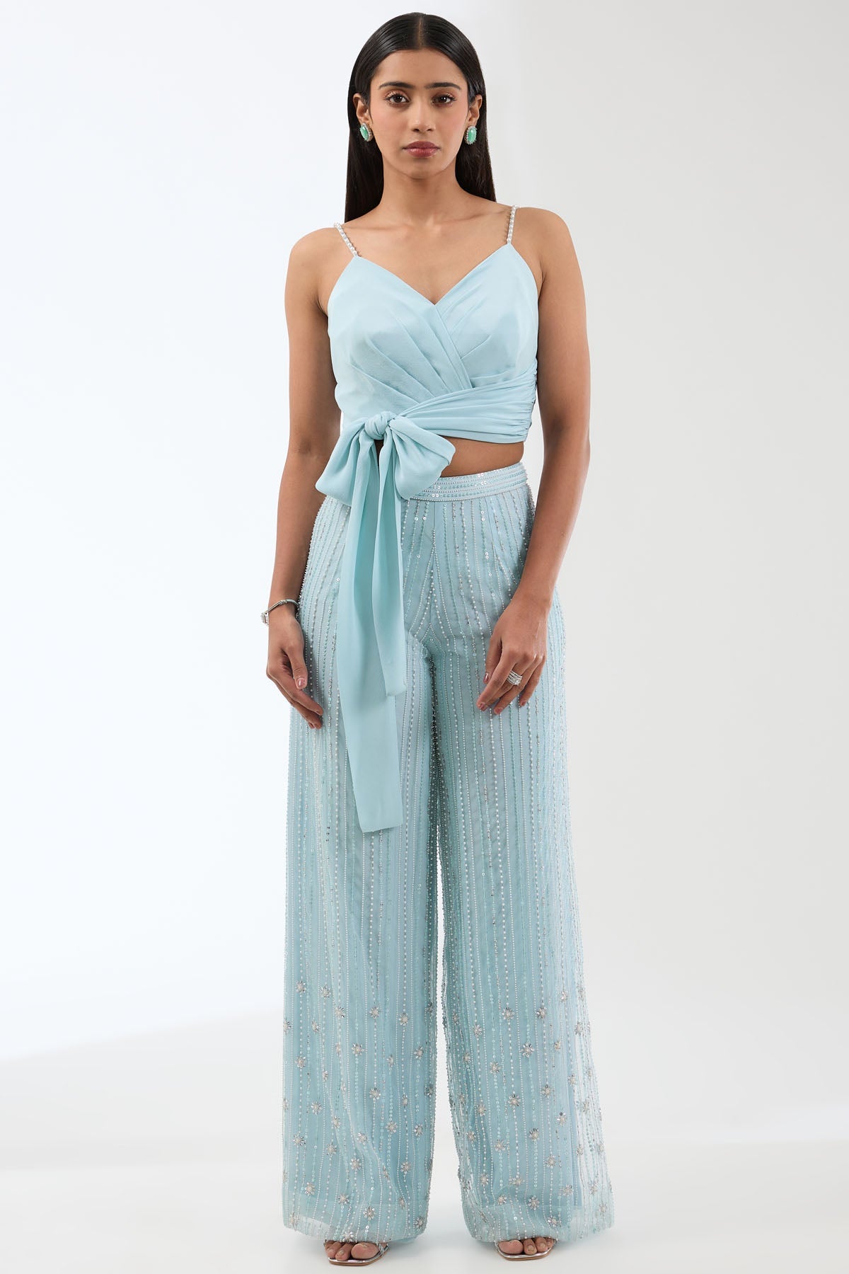 Anjali Kanwar Blue Sleeveless Top & Pants for women online at ScrollnShops