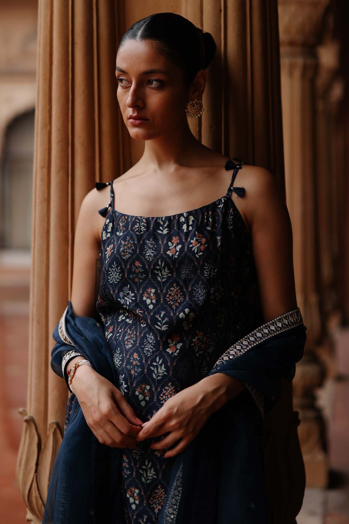 Blue Spaghetti Straps Kurta set