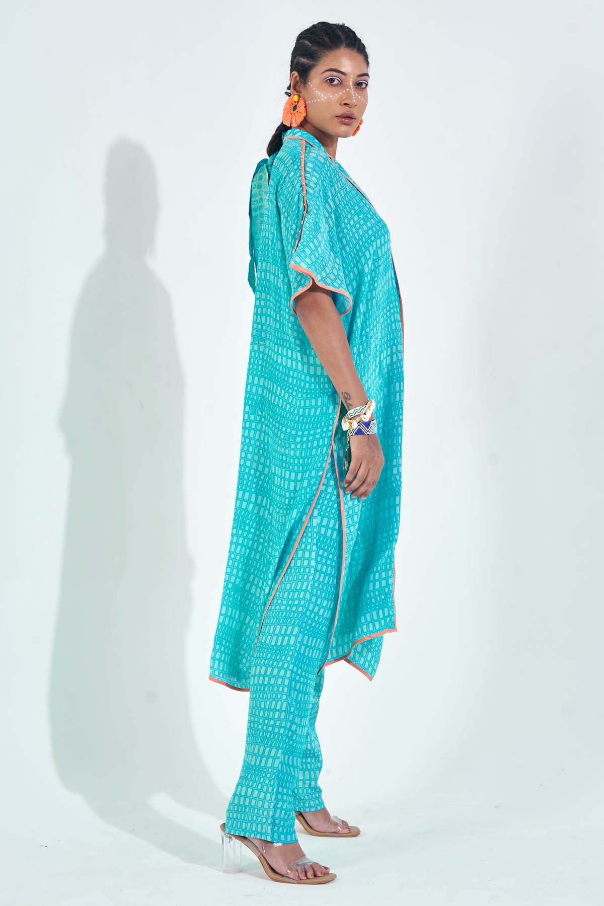 Blue Spaghetti Top & Print Pants