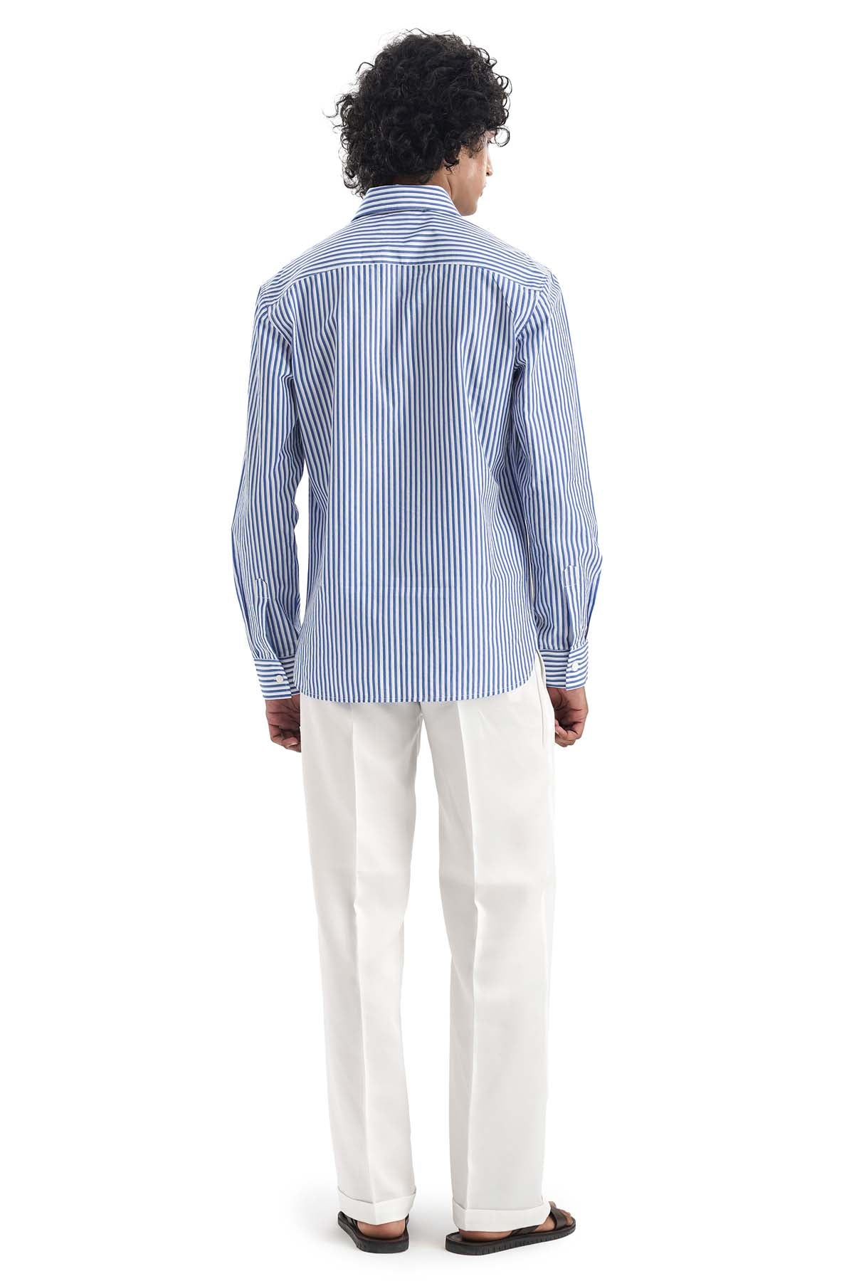 Blue Embroidered Stripe Shirt
