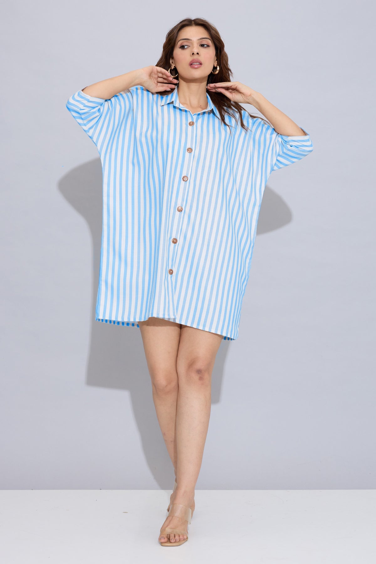 Buy Blue Stripes Oversized Dress for Women by SNEHA B Designer online available at scrollnshops