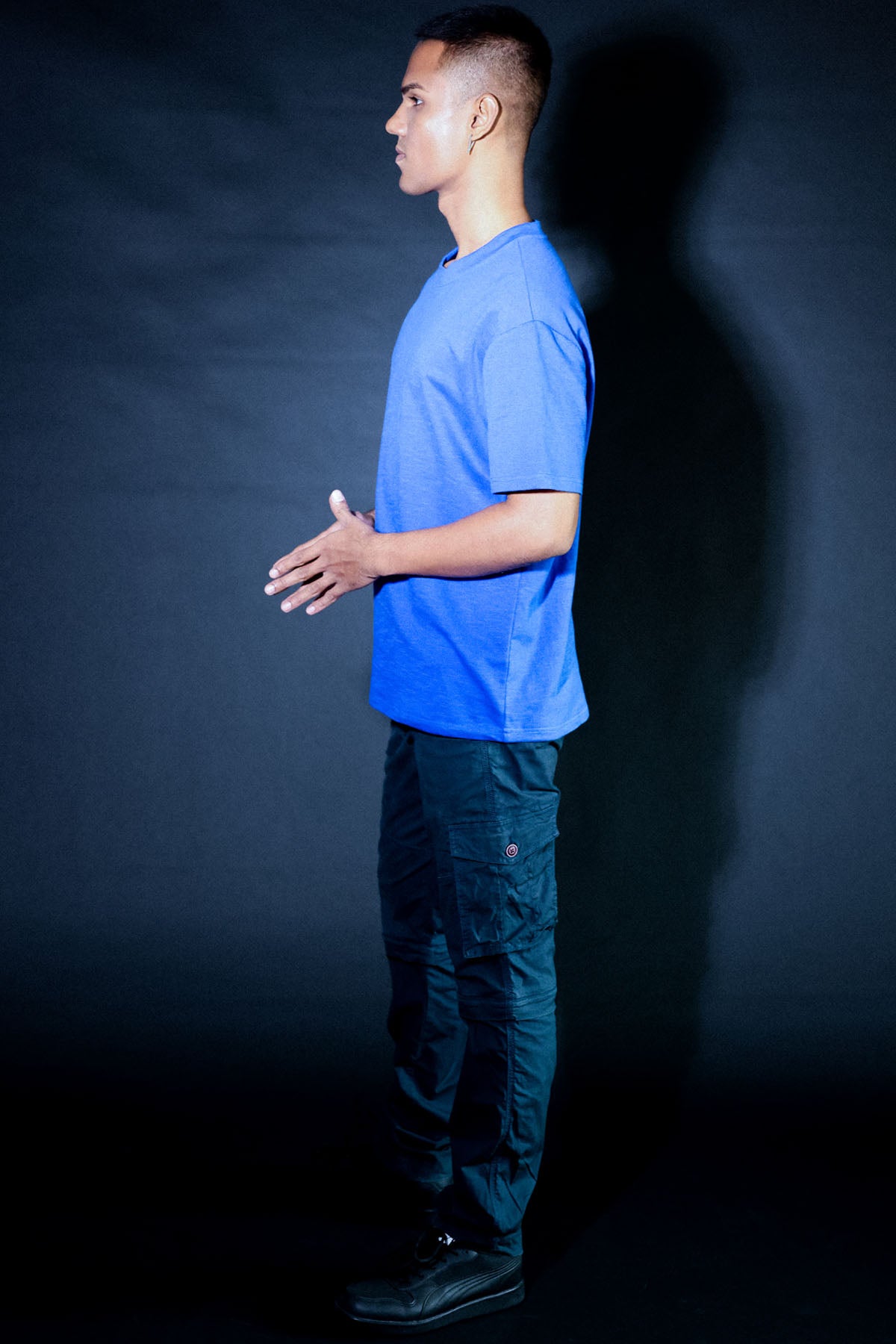 Blue Text Embroidered T-Shirt