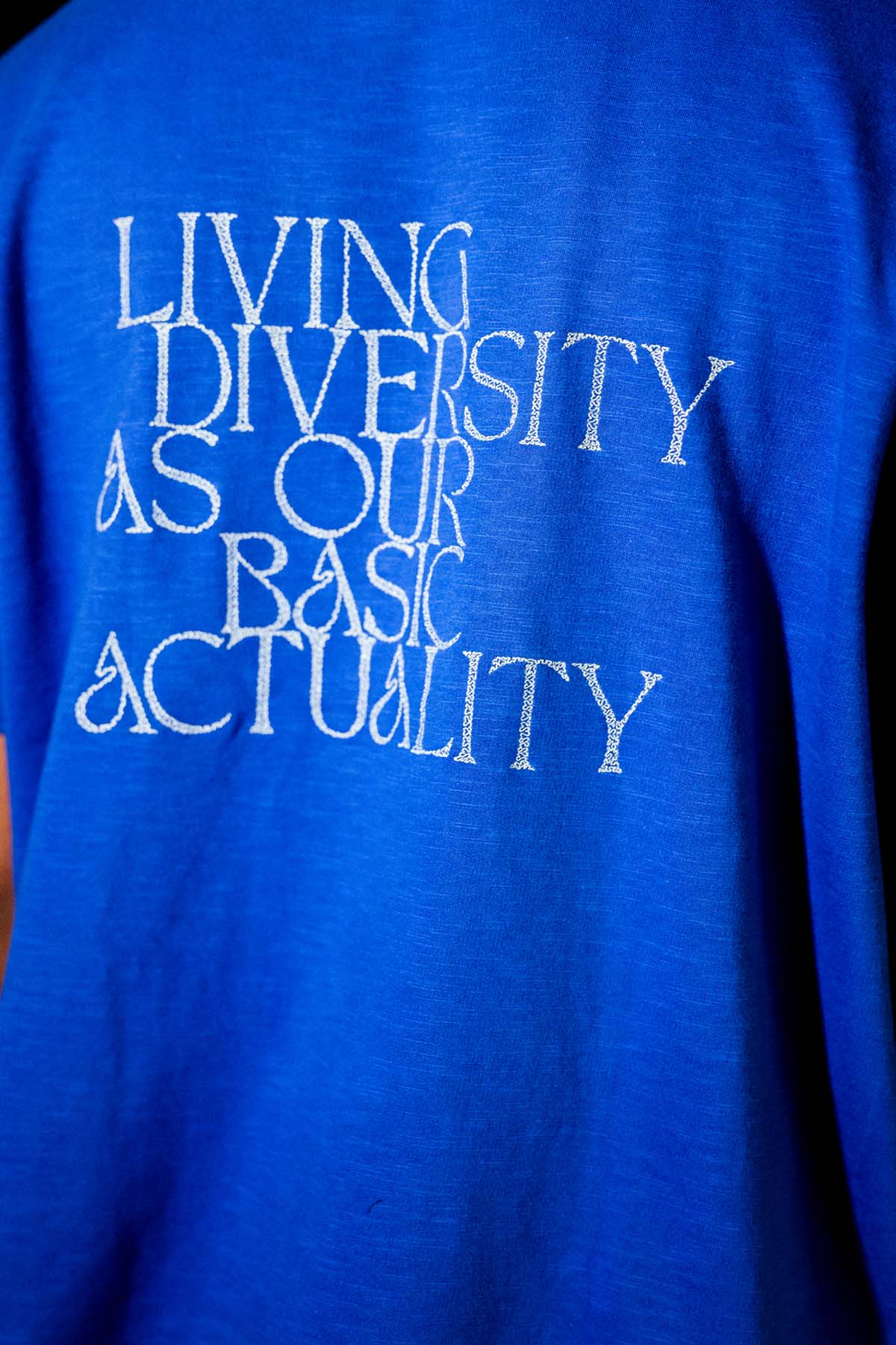 Blue Text Embroidered T-Shirt