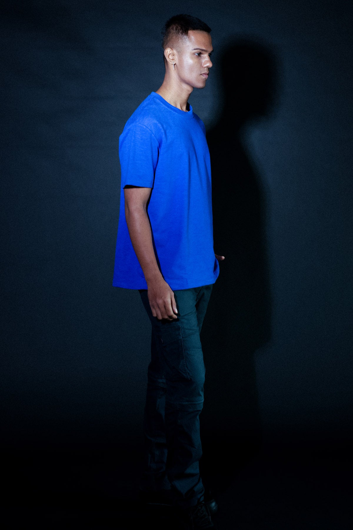 Blue Text Embroidered T-Shirt