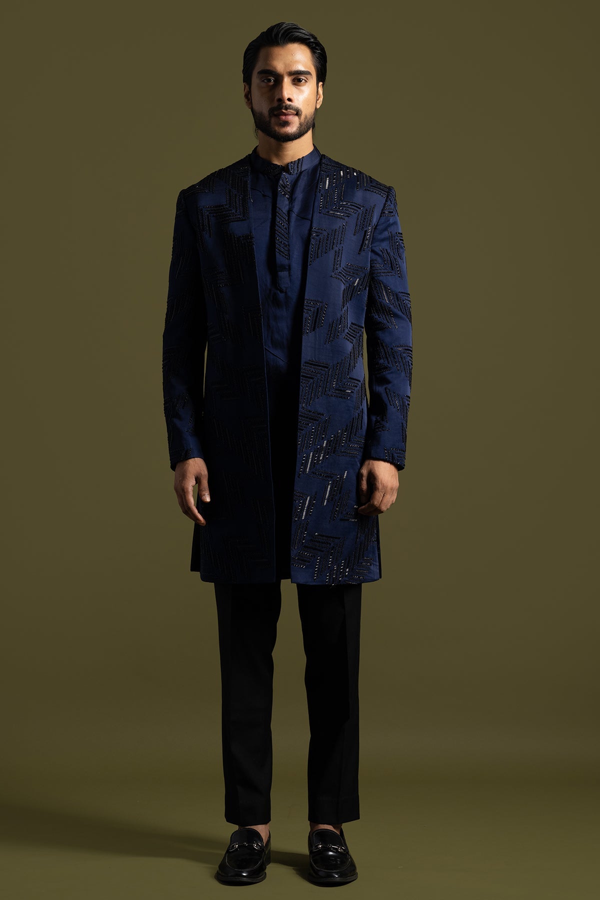 Buy Blue Thread Cutdana Achkan Set for men by Paarsh Atelier online available at scrollnshops