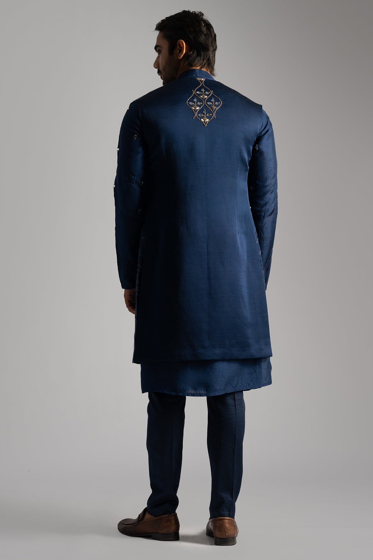 Blue Thread & Mirror Kurta Set