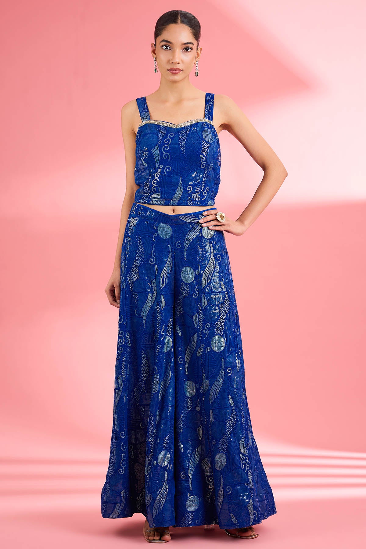 Blue Thread & Sequins Kurta Set