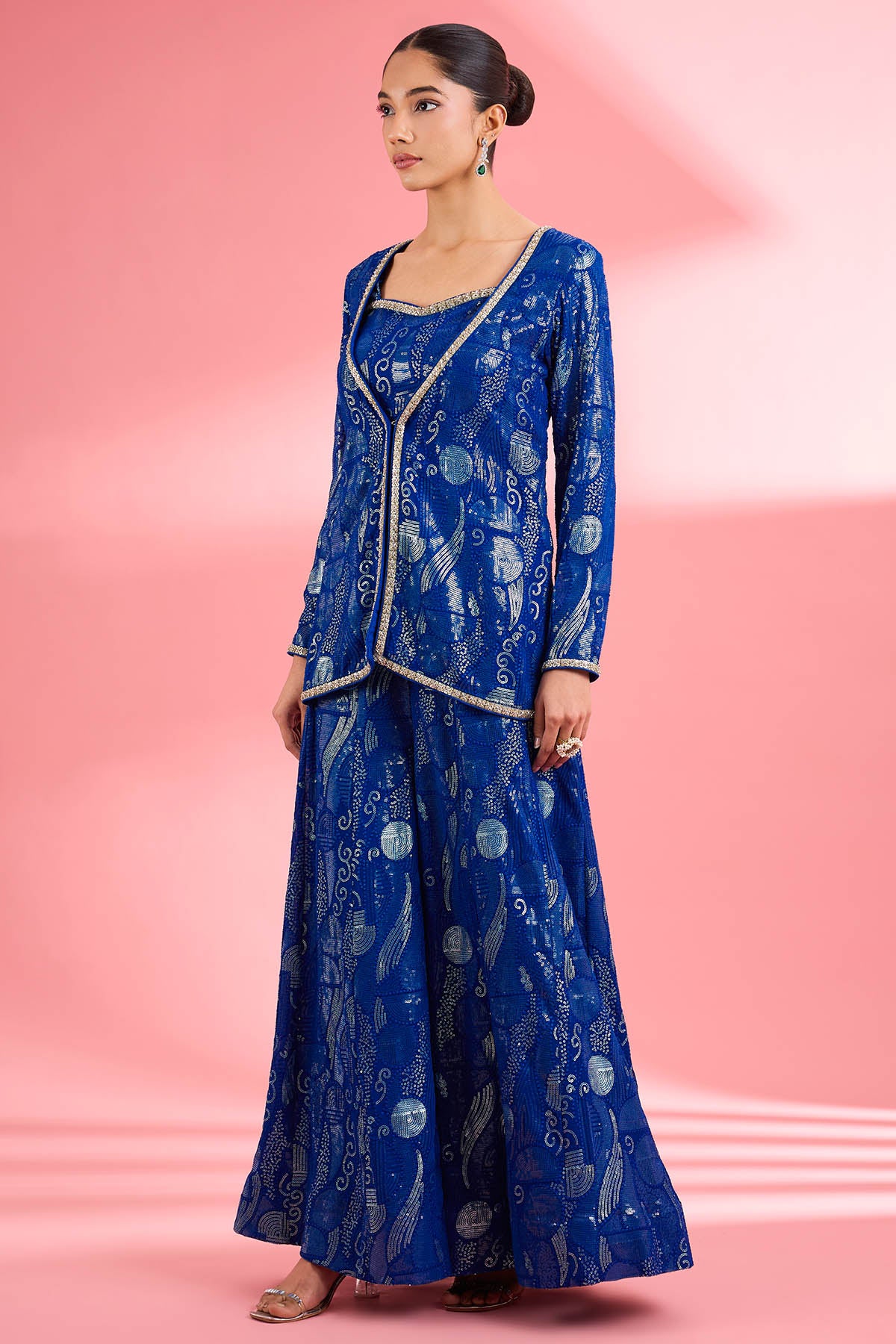Blue Thread & Sequins Kurta Set