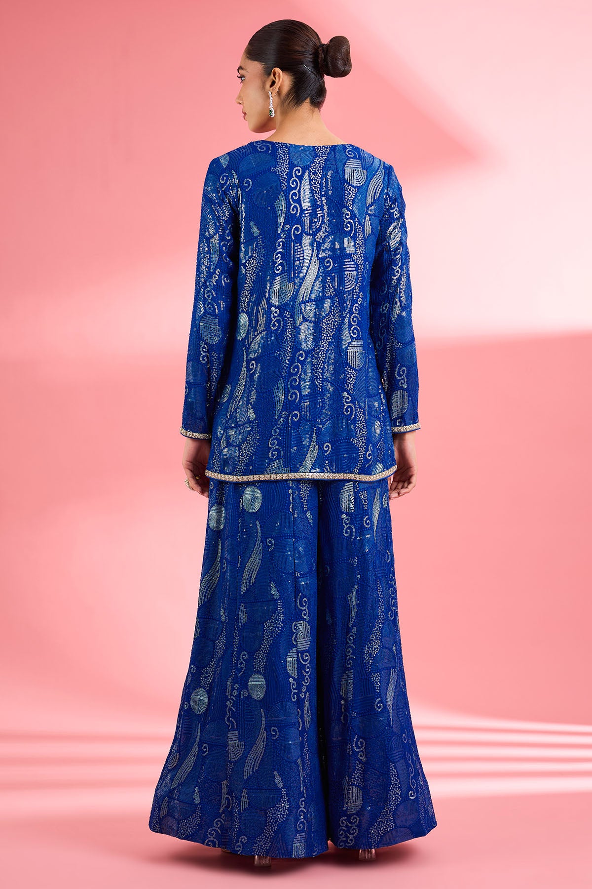 Blue Thread & Sequins Kurta Set