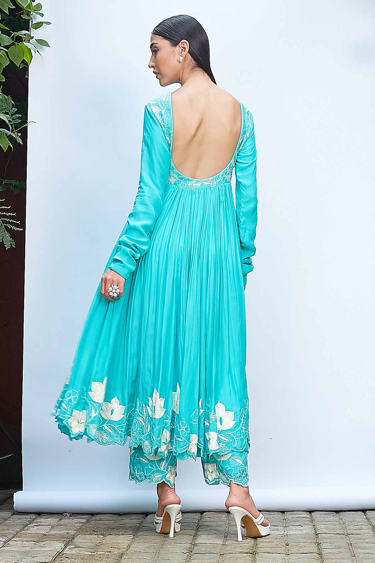 Blue Thread Work Anarkali Set