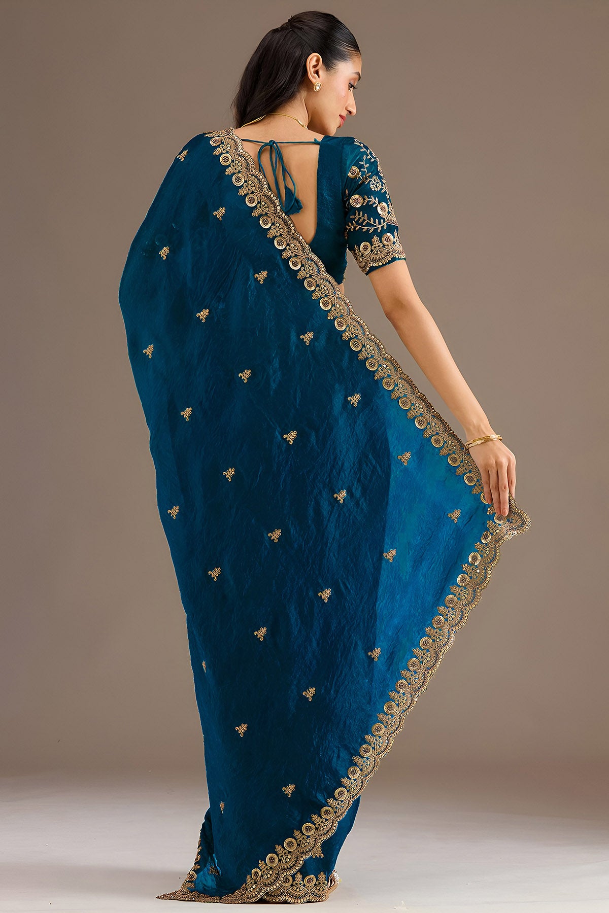 Blue Tissue Dori & Zari Saree