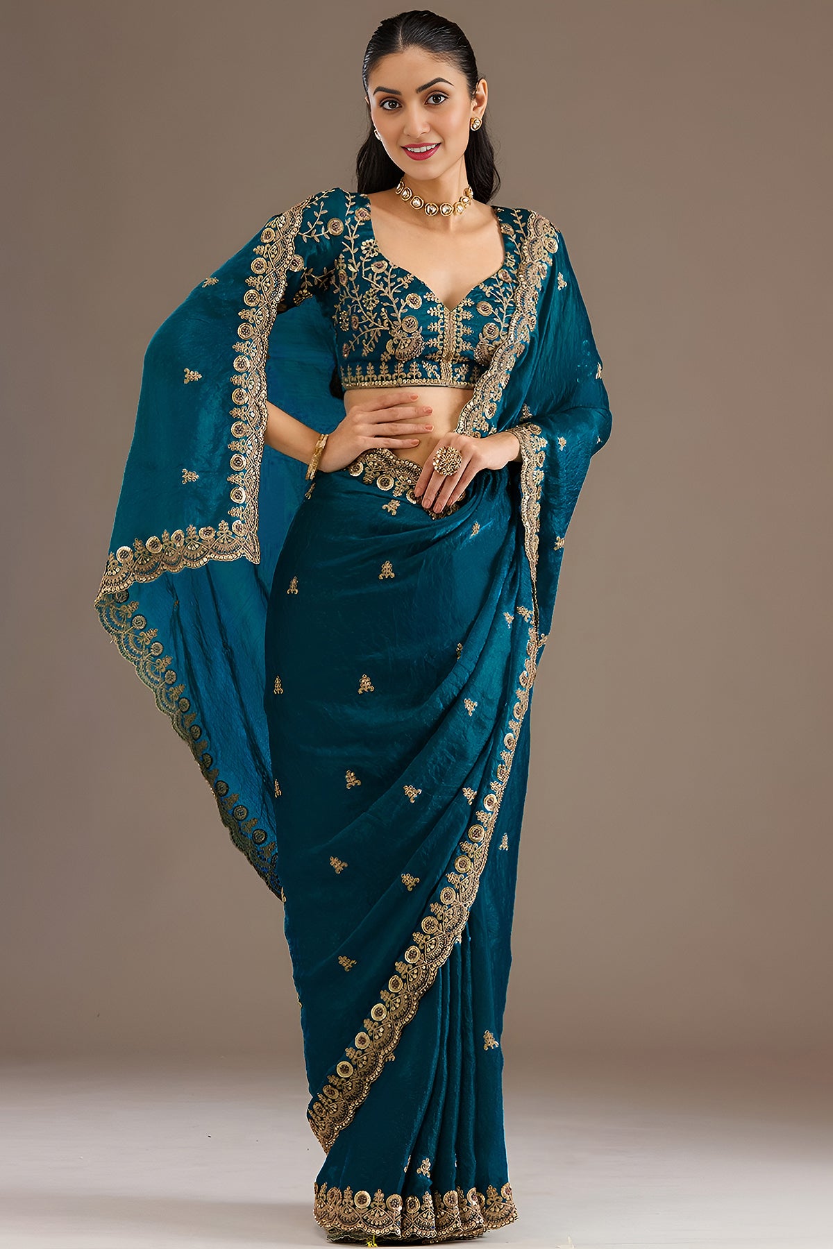 Blue Tissue Dori & Zari Saree