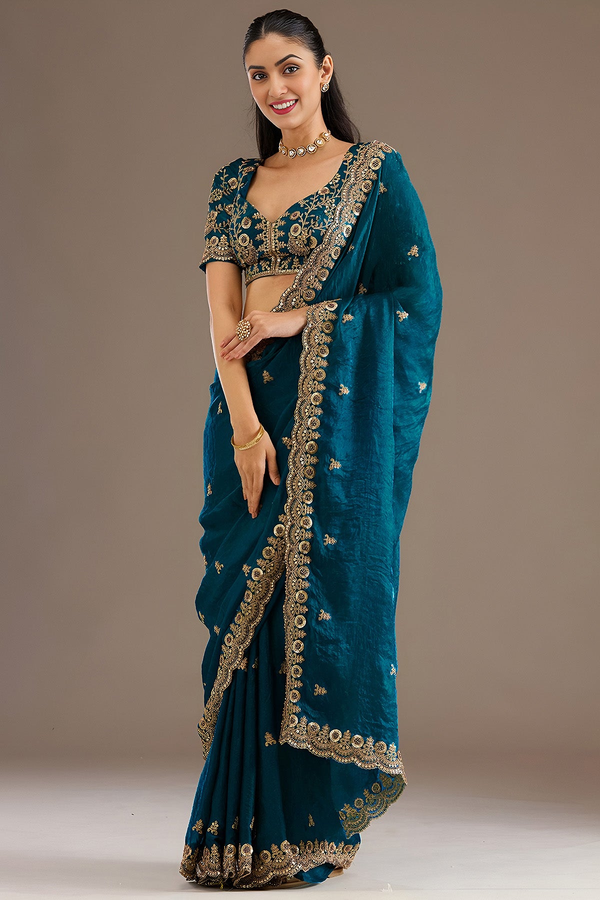 Blue Tissue Dori & Zari Saree