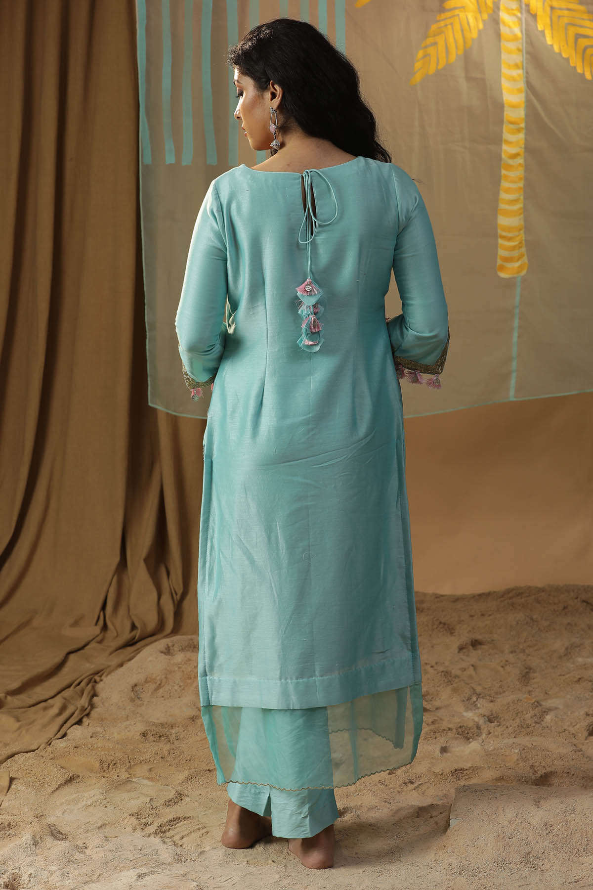 Blue Tree Embroidered Kurta Set