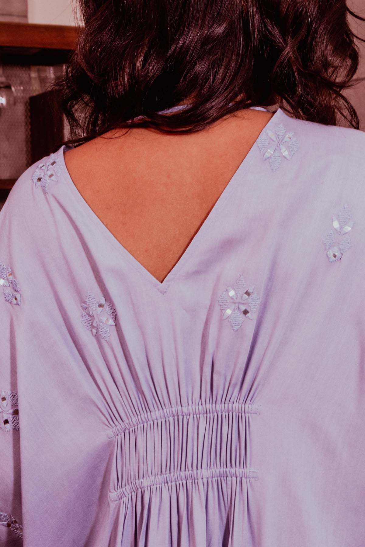 Blue V-Neck High-Low Kaftan