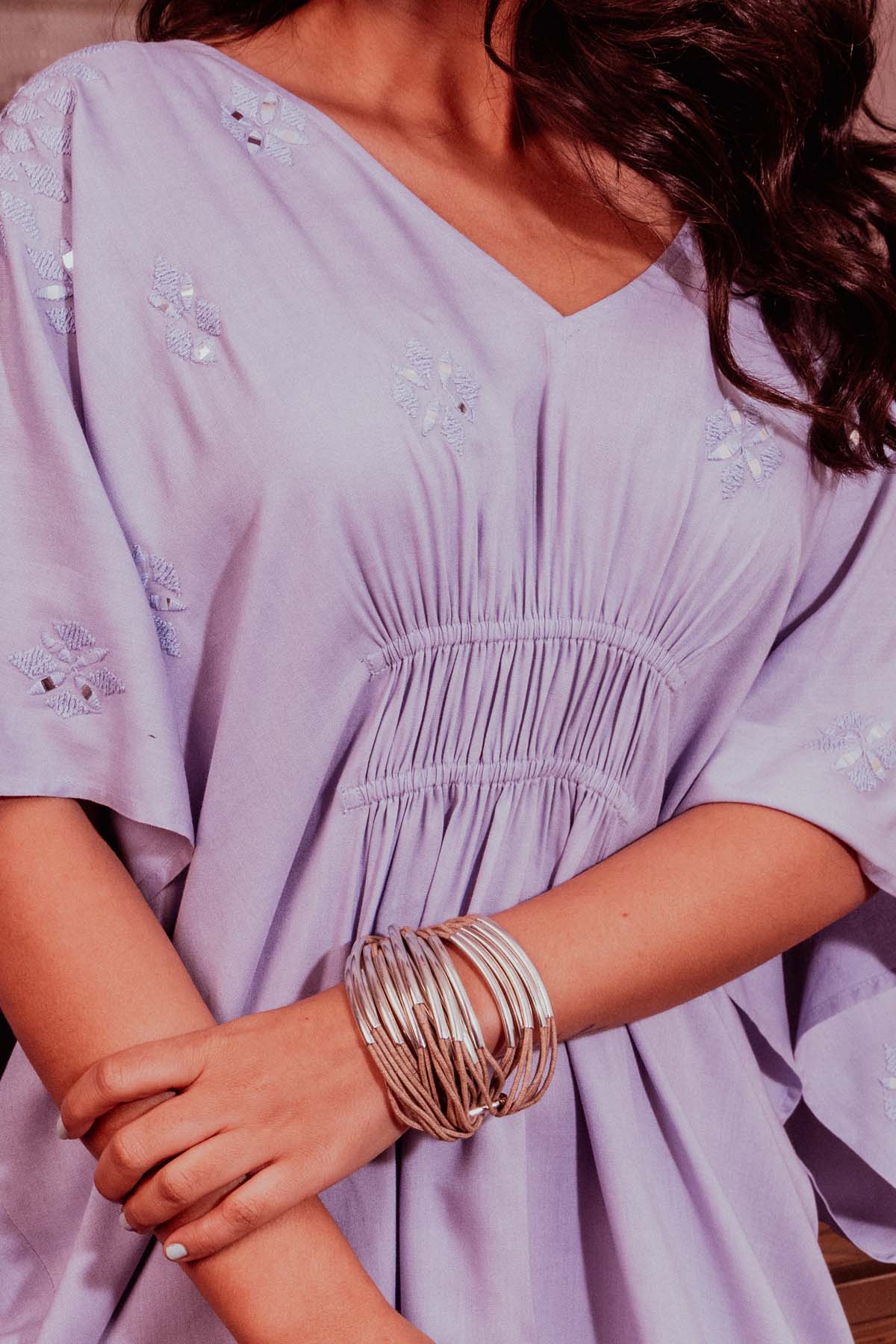 Blue V-Neck High-Low Kaftan