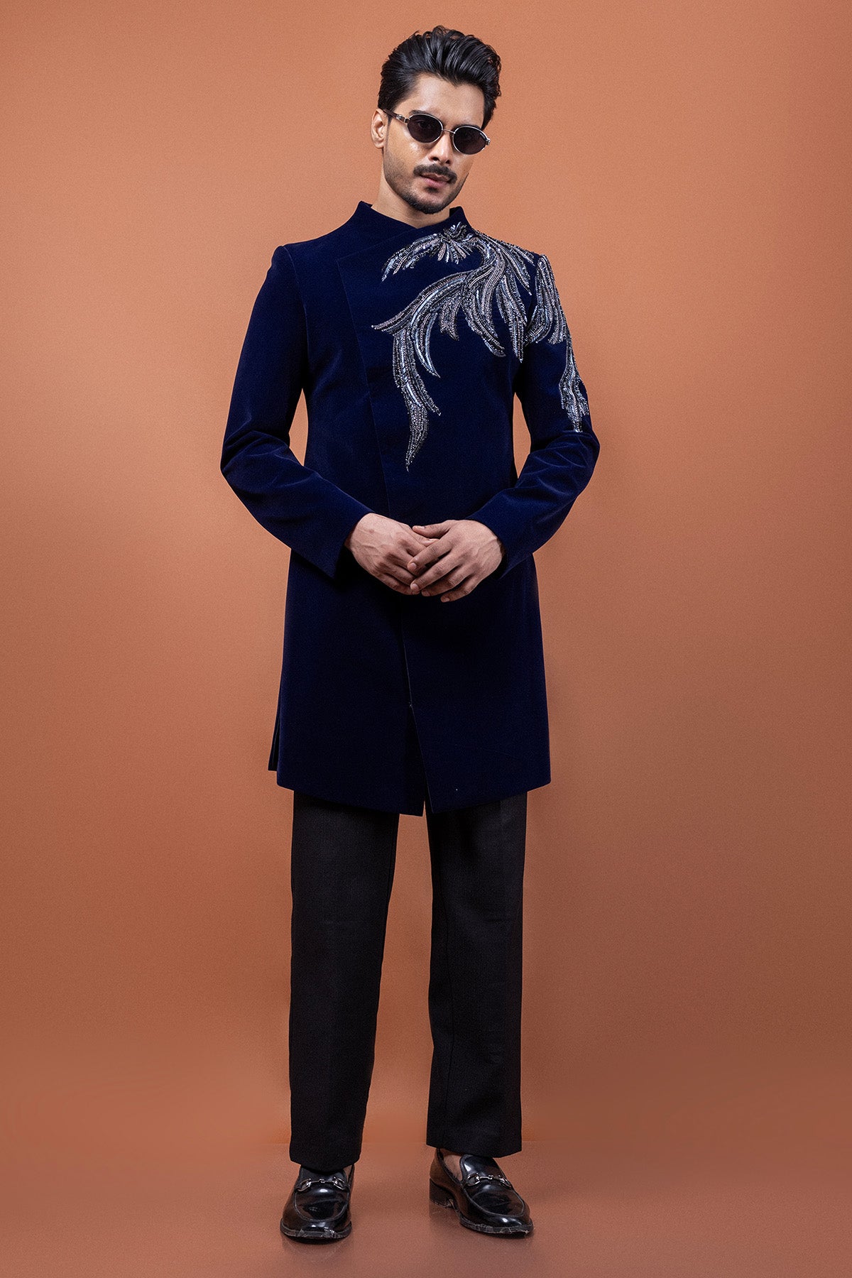 Blue Velvet Dabka Work Jacket