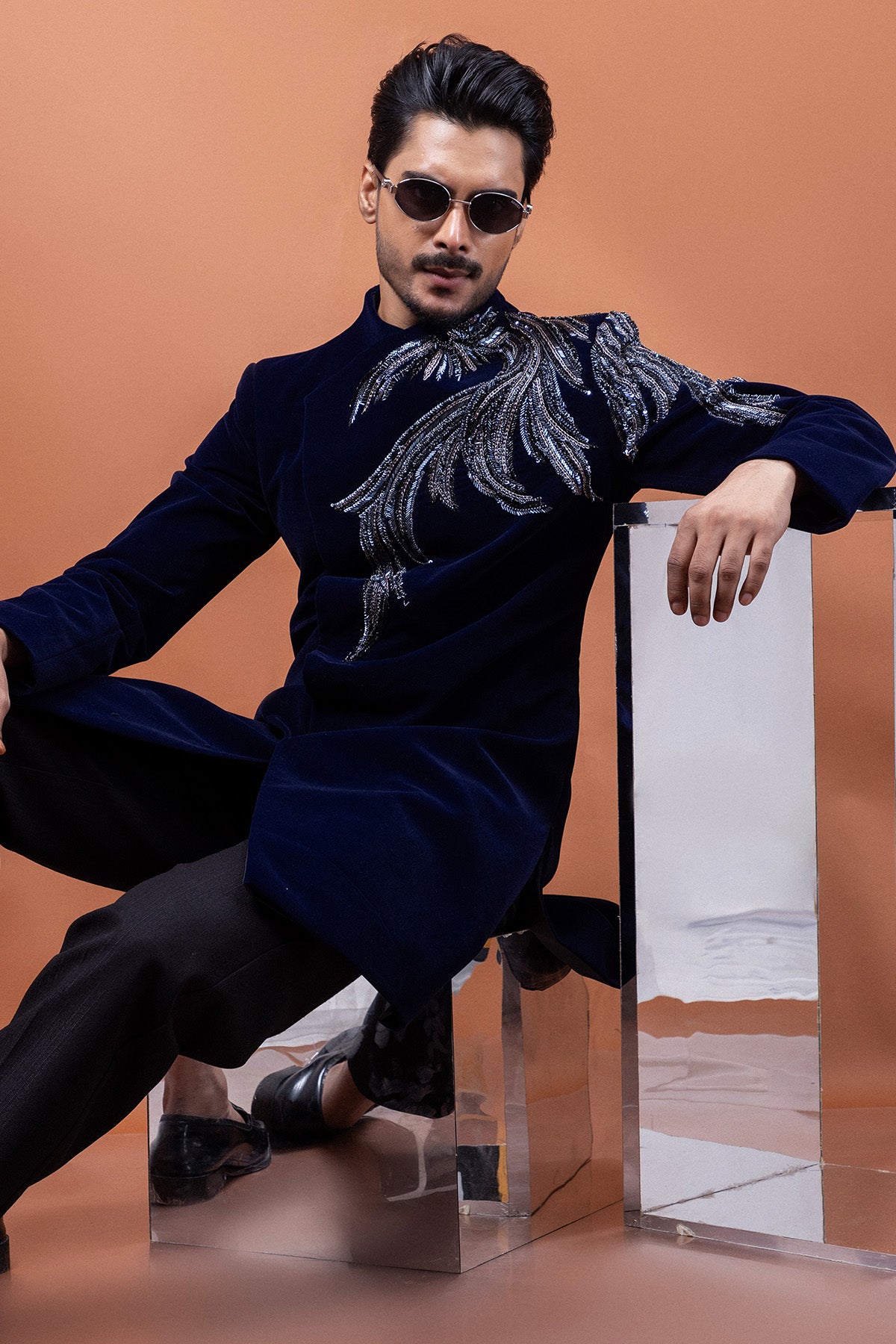 Blue Velvet Dabka Work Jacket