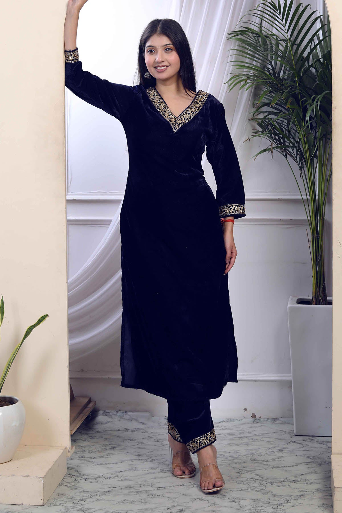 Blue Velvet Kurta & Palazzo