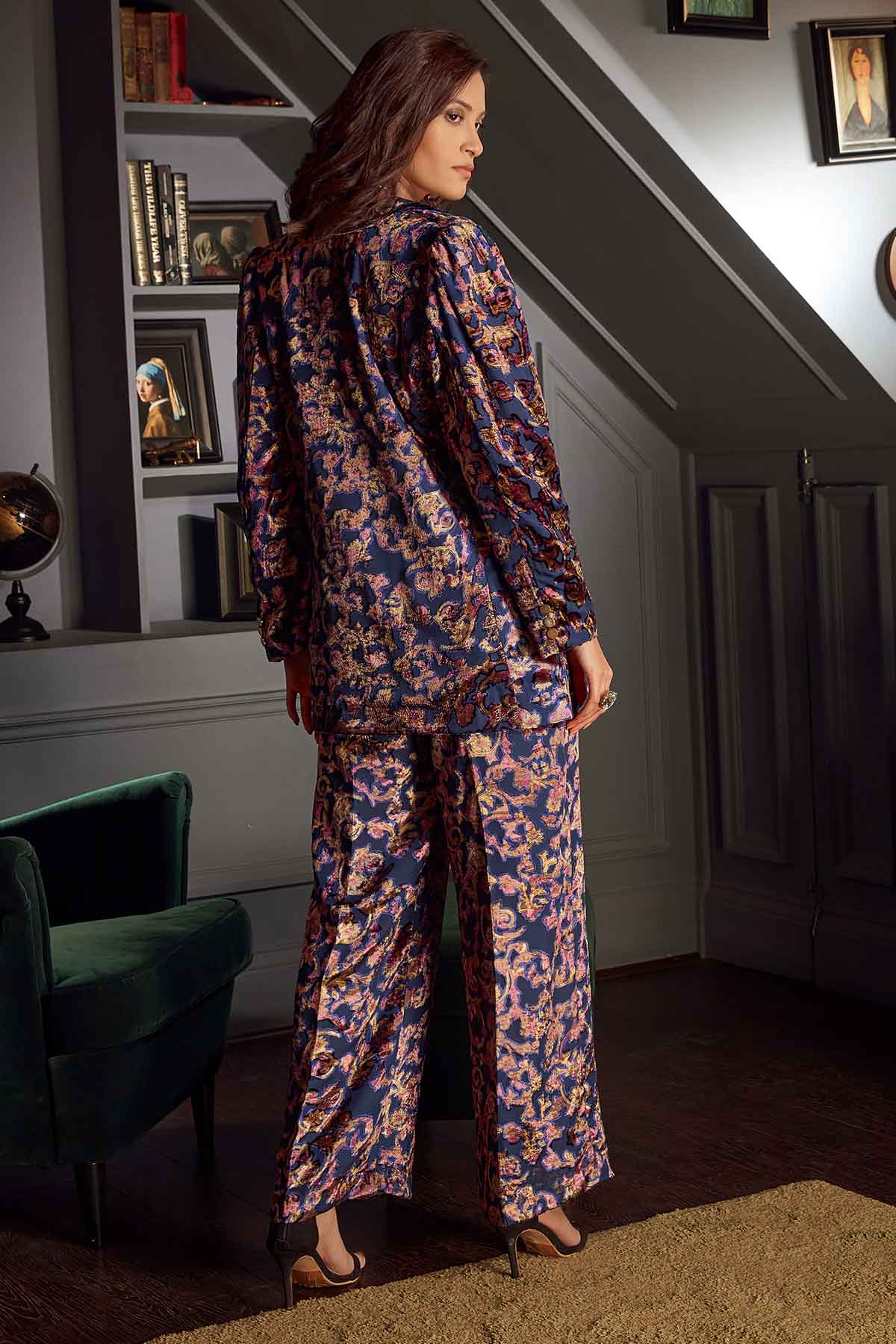 Blue Velvet Printed Co-ord Set