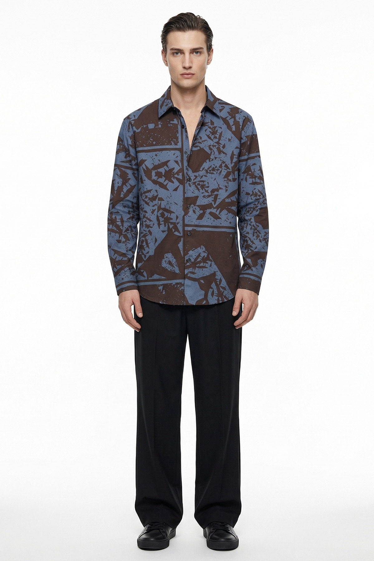 Buy Blue Viscose Blend Detail Shirt for men by Tezhhomayaa online available at scrollnshops