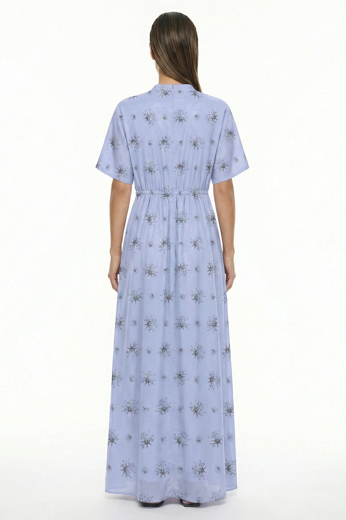 Blue Viscose Blend Maxi Dress
