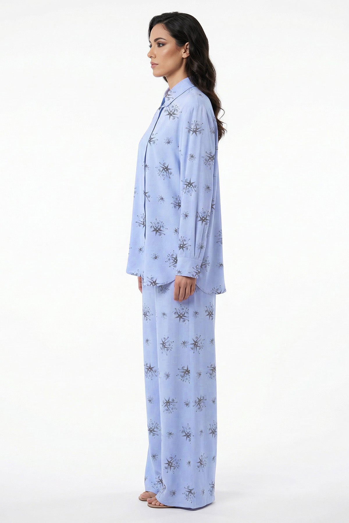 Blue Viscose Blend Tailor Shirt