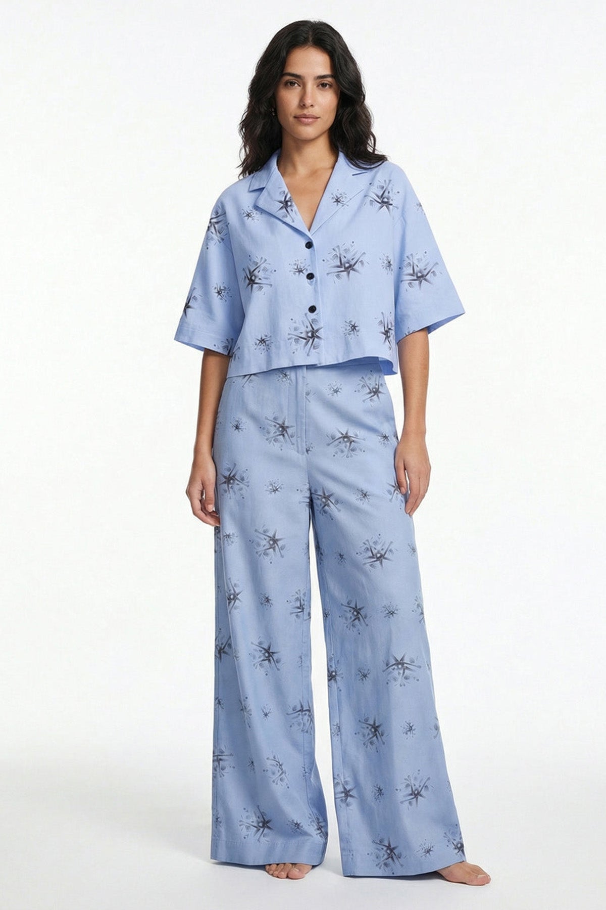 Buy Blue Viscose Blend Wide Pant for women by Tezhhomayaa online available at scrollnshops