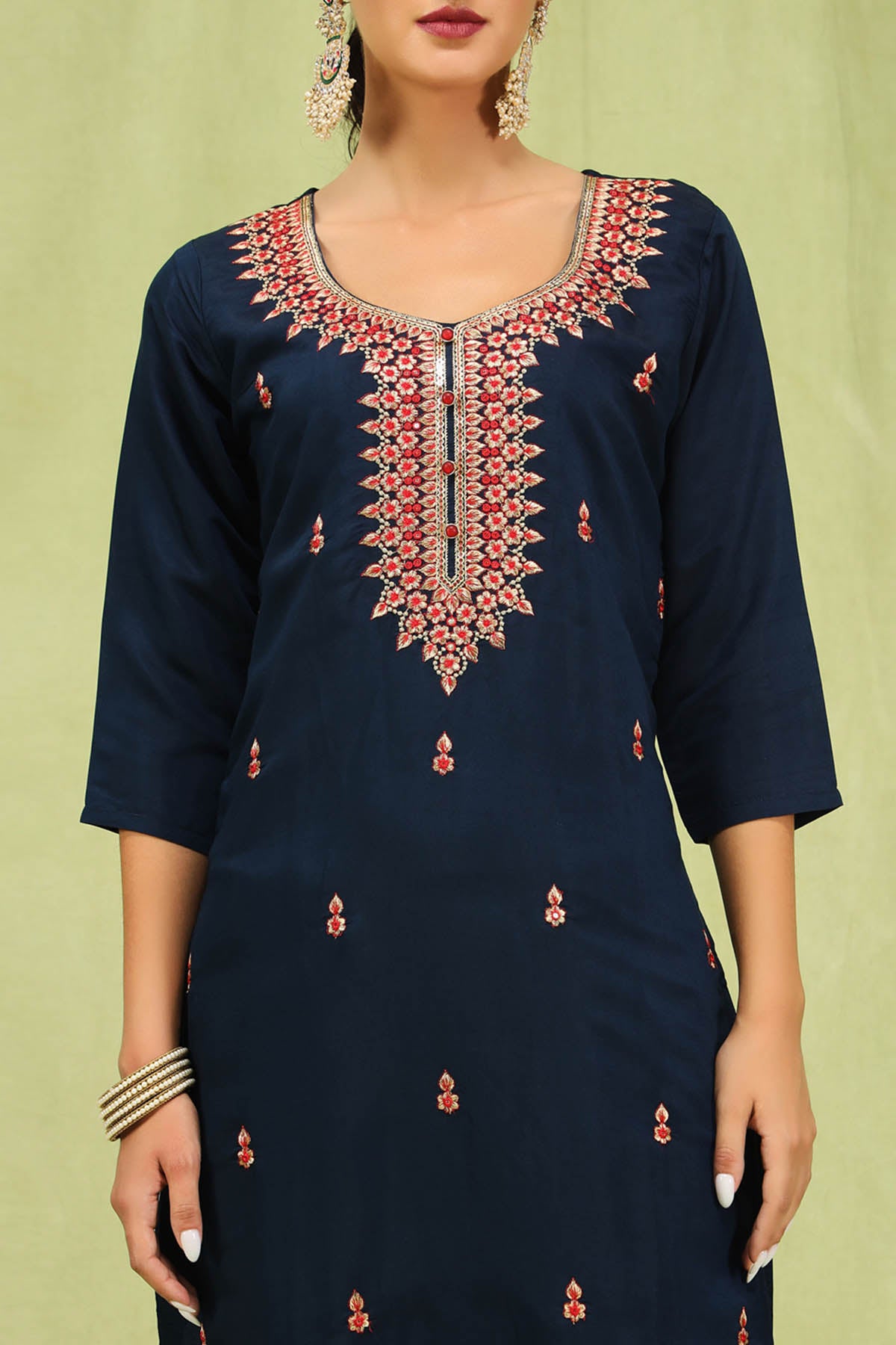 Blue Viscose Roman Kurta Set
