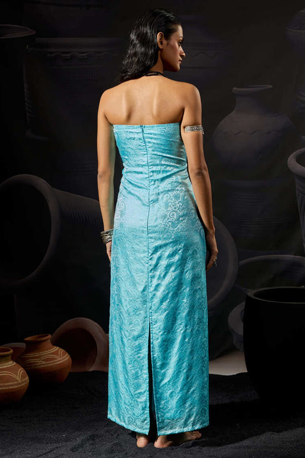 Blue Weave Paisley Maxi Dress