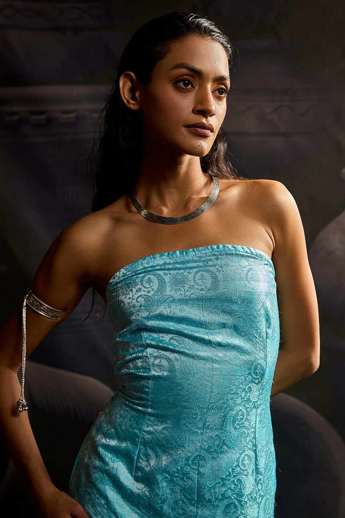 Blue Weave Paisley Maxi Dress