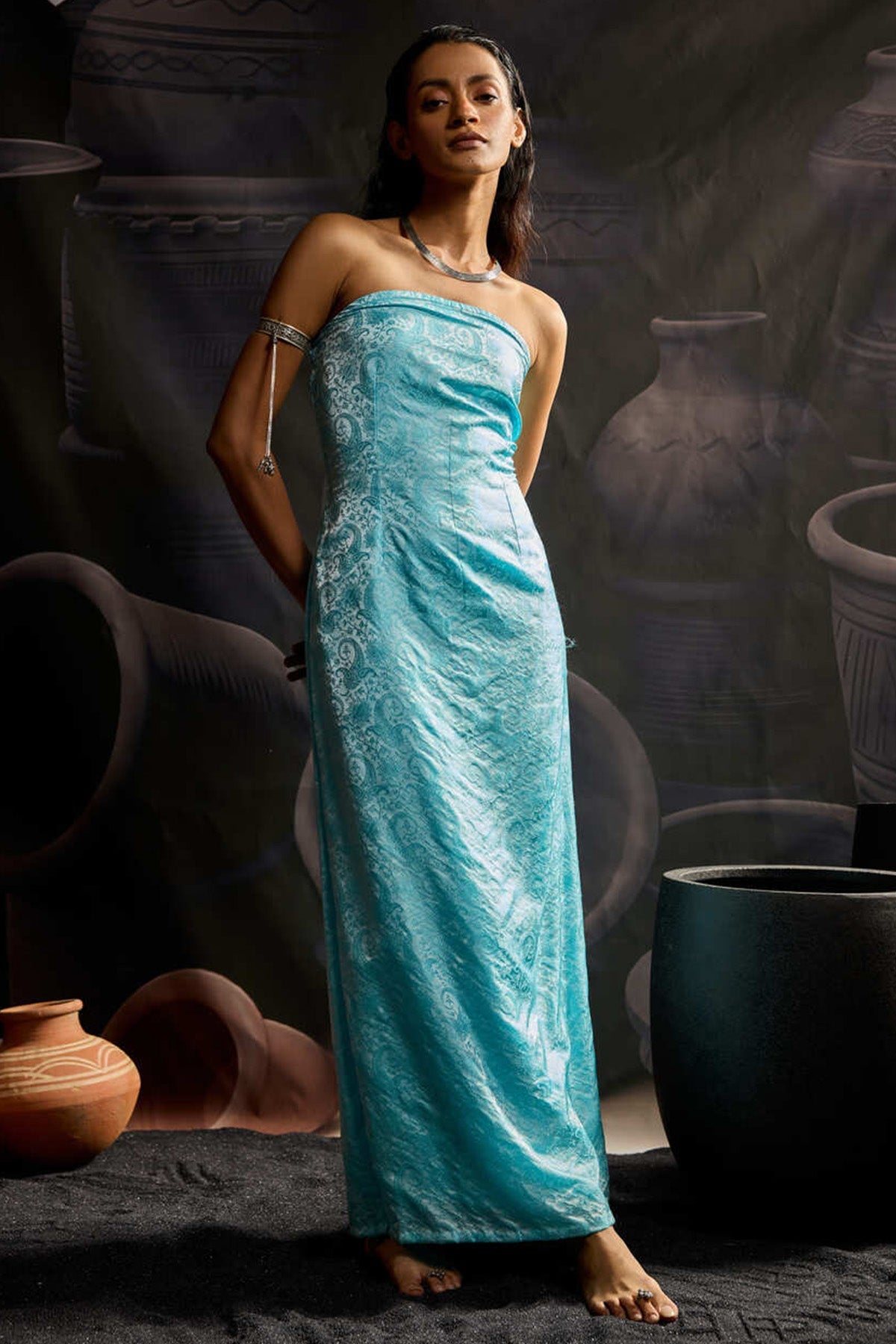 Buy Blue Weave Paisley Maxi Dress for women by ADK online available at scrollnshops