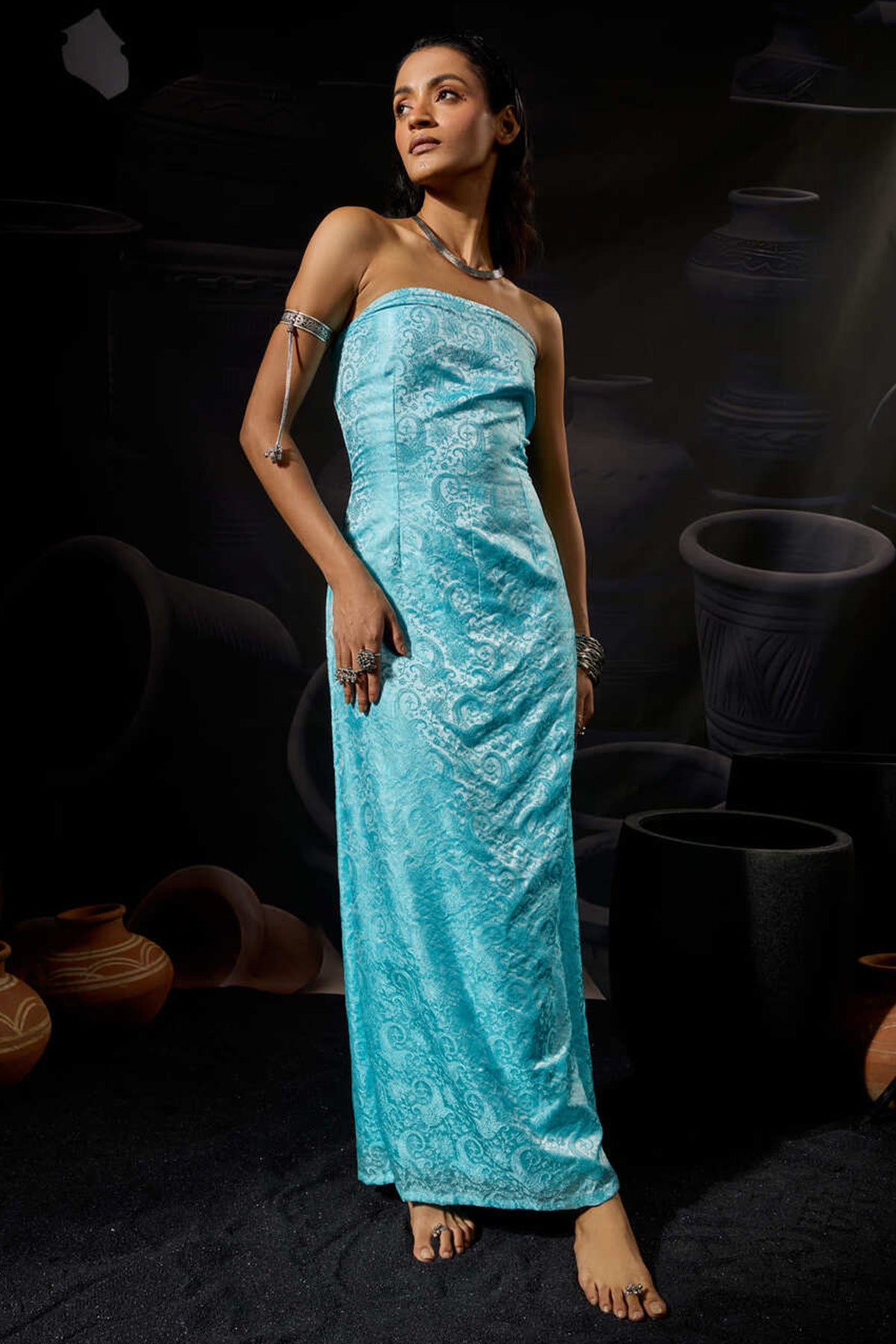 Blue Weave Paisley Maxi Dress